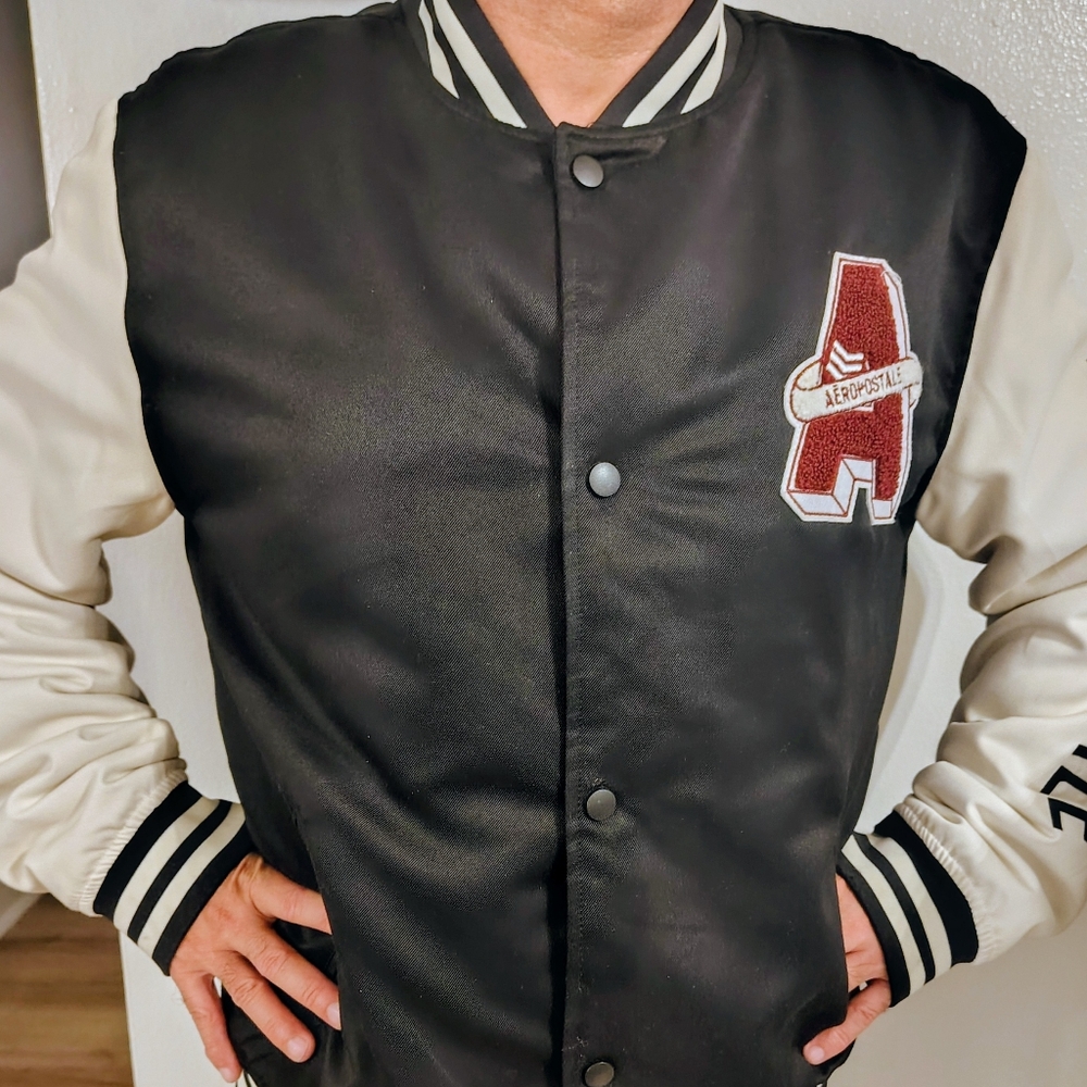 Aéropostale Black and White Varsity Jacket